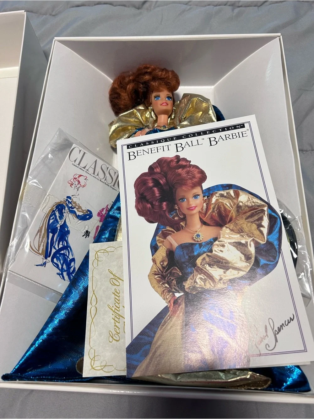 Mattel Benefit Ball Barbie Red Hair New In Box 1992 COA Carol Spencer Design
